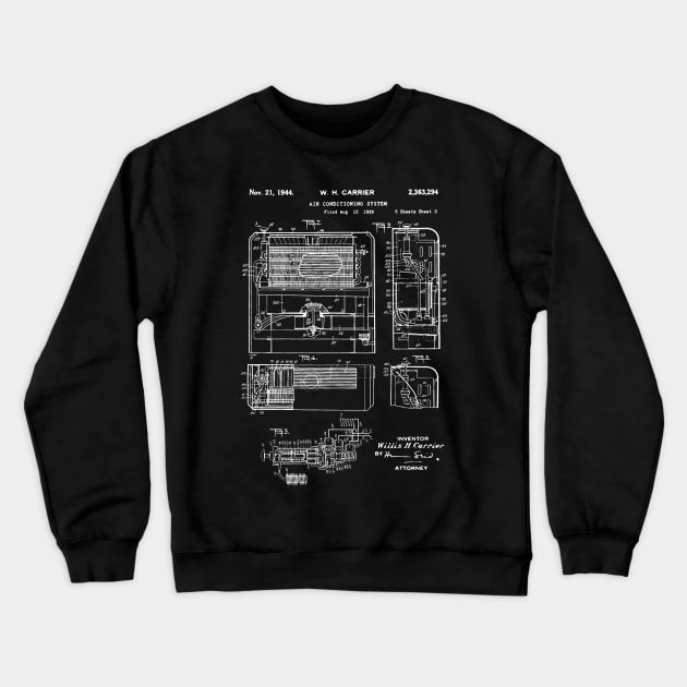 Air Conditioner Patent 1939 AC technician gift Crewneck Sweatshirt by Anodyle